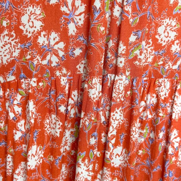 C&C California Orange, cream & blue Boho floral patterned Top Size Medium - Picture 13 of 15